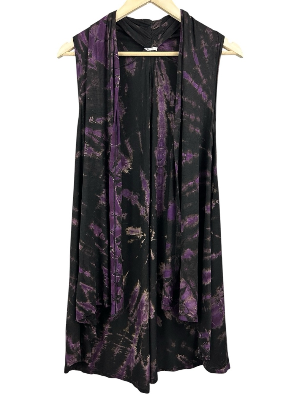 Tie Dye Sleeveless Open Front Cardigan Duster Boho Size Small